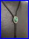 Native-American-Rare-Vintage-Navajo-Malachite-Sterling-Silver-Bolo-Tie-Signed-RJ-01-faij