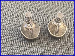 Native American Rare Vintage Zuni Unsigned Sterling Pottery Screwback Earrings