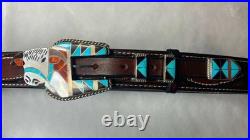 Native American Rare ZUNI Helen Lincoln Zunie Hereford CowithBull Belt Buckle Set