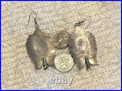 Native American Rare Zuni Jack Weekoty Silver Turquoise Squash Blossom Earrings