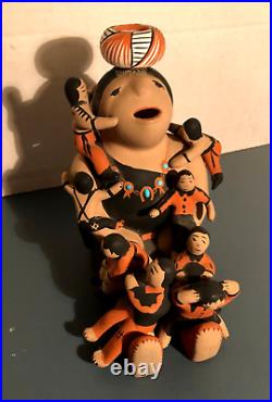 Native American Signed Teresita Ortiz Pottery Story Teller with 8 Children Rare