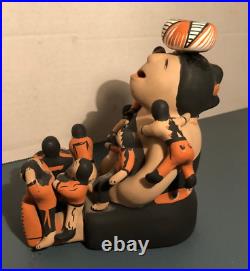 Native American Signed Teresita Ortiz Pottery Story Teller with 8 Children Rare