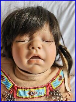 Native American Sleeping Baby Reva Schick, 2003 Reborn Baby Doll Vintage RARE