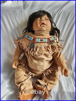 Native American Sleeping Baby Reva Schick, 2003 Reborn Baby Doll Vintage RARE