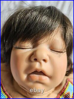 Native American Sleeping Baby Reva Schick, 2003 Reborn Baby Doll Vintage RARE