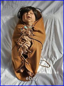 Native American Sleeping Baby Reva Schick, 2003 Reborn Baby Doll Vintage RARE