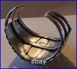 Native American Sterling Onyx Cuff Bracelet Signed D. Delgarito 87-RARE