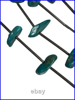 Native American Sterling Silver Stationed Cluster Turquoise Necklace Rare