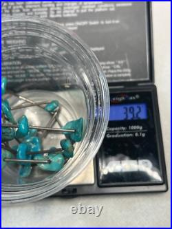 Native American Sterling Silver Stationed Cluster Turquoise Necklace Rare