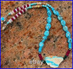 Native American Turquoise Nugget Necklace, Royston Ribbon Turquoise, Gemstones
