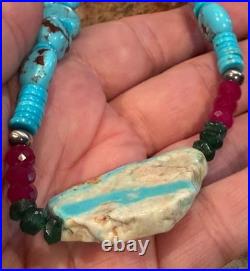 Native American Turquoise Nugget Necklace, Royston Ribbon Turquoise, Gemstones Native American Turquoise Nugget Necklace, Royston Ribbon Turquoise, Gemstones