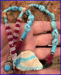 Native American Turquoise Nugget Necklace, Royston Ribbon Turquoise, Gemstones