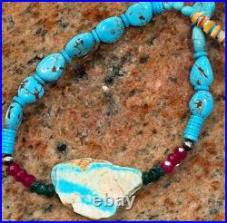 Native American Turquoise Nugget Necklace, Royston Ribbon Turquoise, Gemstones