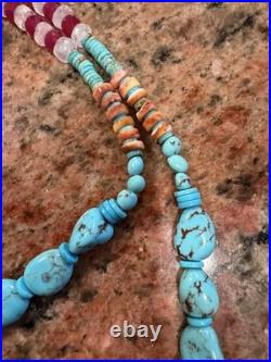 Native American Turquoise Nugget Necklace, Royston Ribbon Turquoise, Gemstones