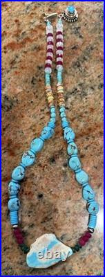 Native American Turquoise Nugget Necklace, Royston Ribbon Turquoise, Gemstones