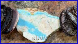 Native American Violet Oyster Shell Necklace w Boulder Royston Ribbon Turquoise