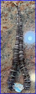 Native American Violet Oyster Shell Necklace w Boulder Royston Ribbon Turquoise