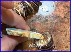 Native American Violet Oyster Shell Necklace w Boulder Royston Ribbon Turquoise