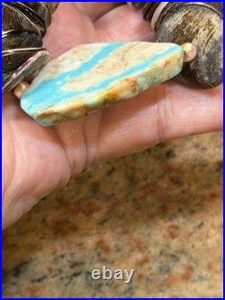 Native American Violet Oyster Shell Necklace w Boulder Royston Ribbon Turquoise