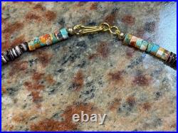 Native American Violet Oyster Shell Necklace w Boulder Royston Ribbon Turquoise
