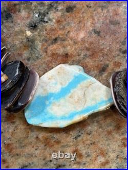 Native American Violet Oyster Shell Necklace w Boulder Royston Ribbon Turquoise