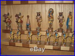 Native American/Western Chess Set, very rare with display cabinet