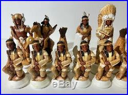 Native American Western Indian Figure Hand Painted Chess Pieces VERY RARE SET