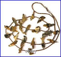 Native American ZUNI FETISH HEISHI Old Pawn Necklace RARE PICASSO MARBLE 30