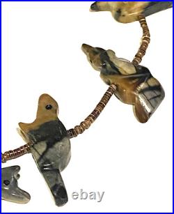Native American ZUNI FETISH HEISHI Old Pawn Necklace RARE PICASSO MARBLE 30