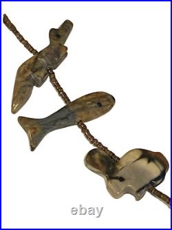 Native American ZUNI FETISH HEISHI Old Pawn Necklace RARE PICASSO MARBLE 30