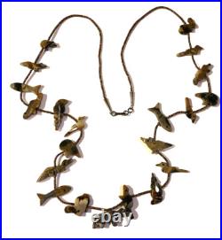 Native American ZUNI FETISH HEISHI Old Pawn Necklace RARE PICASSO MARBLE 30