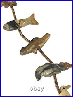 Native American ZUNI FETISH HEISHI Old Pawn Necklace RARE PICASSO MARBLE 30