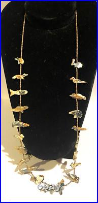 Native American ZUNI FETISH HEISHI Old Pawn Necklace RARE PICASSO MARBLE 30