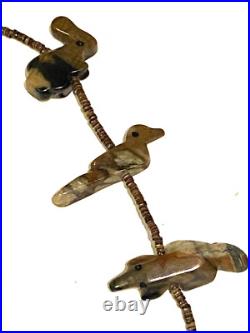 Native American ZUNI FETISH HEISHI Old Pawn Necklace RARE PICASSO MARBLE 30