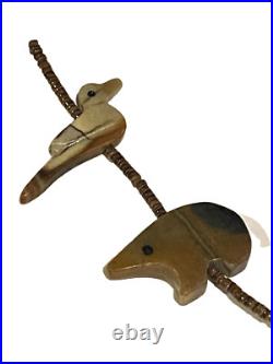 Native American ZUNI FETISH HEISHI Old Pawn Necklace RARE PICASSO MARBLE 30