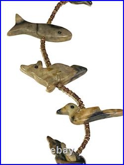 Native American ZUNI FETISH HEISHI Old Pawn Necklace RARE PICASSO MARBLE 30