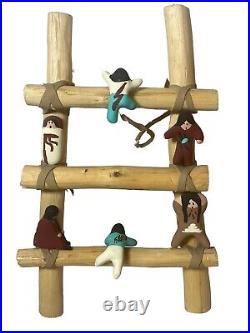 Native American Zuni Fetish 6 Figures on Ladder Super Rare Vintage