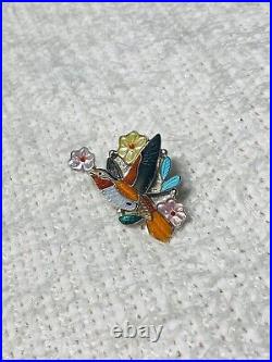 Native American Zuni Randy Pinto Signed RARE Sterling Inlay Hummingbird Ring