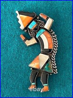 Native American Zuni Rare Vintage Sterling Silver Rainbowman Kachina Pin Brooch