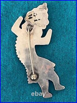 Native American Zuni Rare Vintage Sterling Silver Rainbowman Kachina Pin Brooch