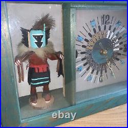 Native American kachina doll With Turquoise clock hands 2 Signatures Rare Large