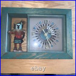 Native American kachina doll With Turquoise clock hands 2 Signatures Rare Large