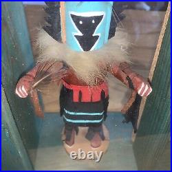 Native American kachina doll With Turquoise clock hands 2 Signatures Rare Large