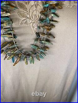 Native American vintage necklace Fetish Style Royston Turquoise Rare 4 Strands