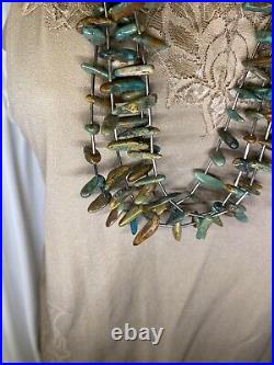 Native American vintage necklace Fetish Style Royston Turquoise Rare 4 Strands