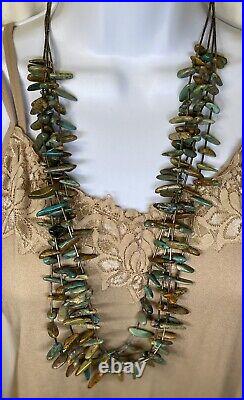 Native American vintage necklace Fetish Style Royston Turquoise Rare 4 Strands