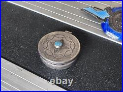 Native american vintage antique rare turquoise pill box