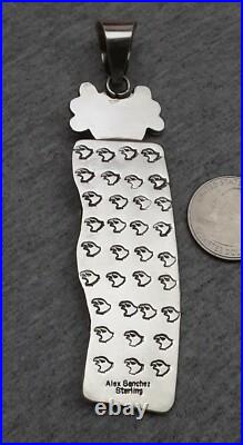 Navajo ALEX SANCHEZ Indian Maiden Pendant Sterling Silver Turquoise 4 1/4 Rare