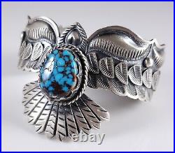 Navajo Eagle Bracelet Sterling Silver Rare Egyptian Turquoise By Derrick Cadman
