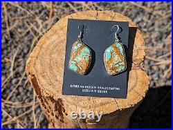 Navajo Earrings Rare Numbr 8 Turquoise Stones Genuine Native American Jewelry NA